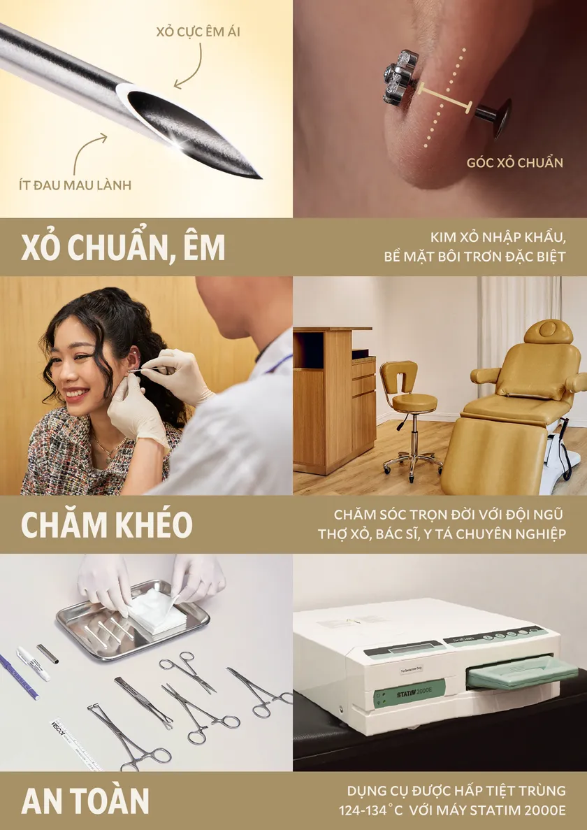 Benefit dịch vụ xỏ — Xỏ Chuẩn Êm, Chăm Khéo, An Toàn