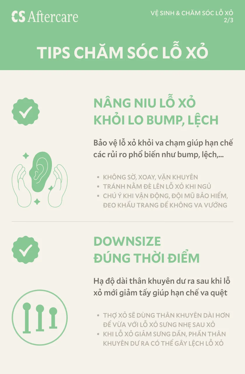 Tips chăm lỗ xỏ — Bump, Downsize