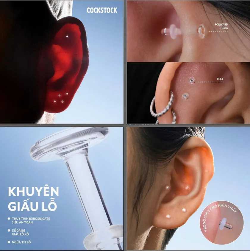 Khuyên giấu lỗ — Borosilicate glass retainer studs