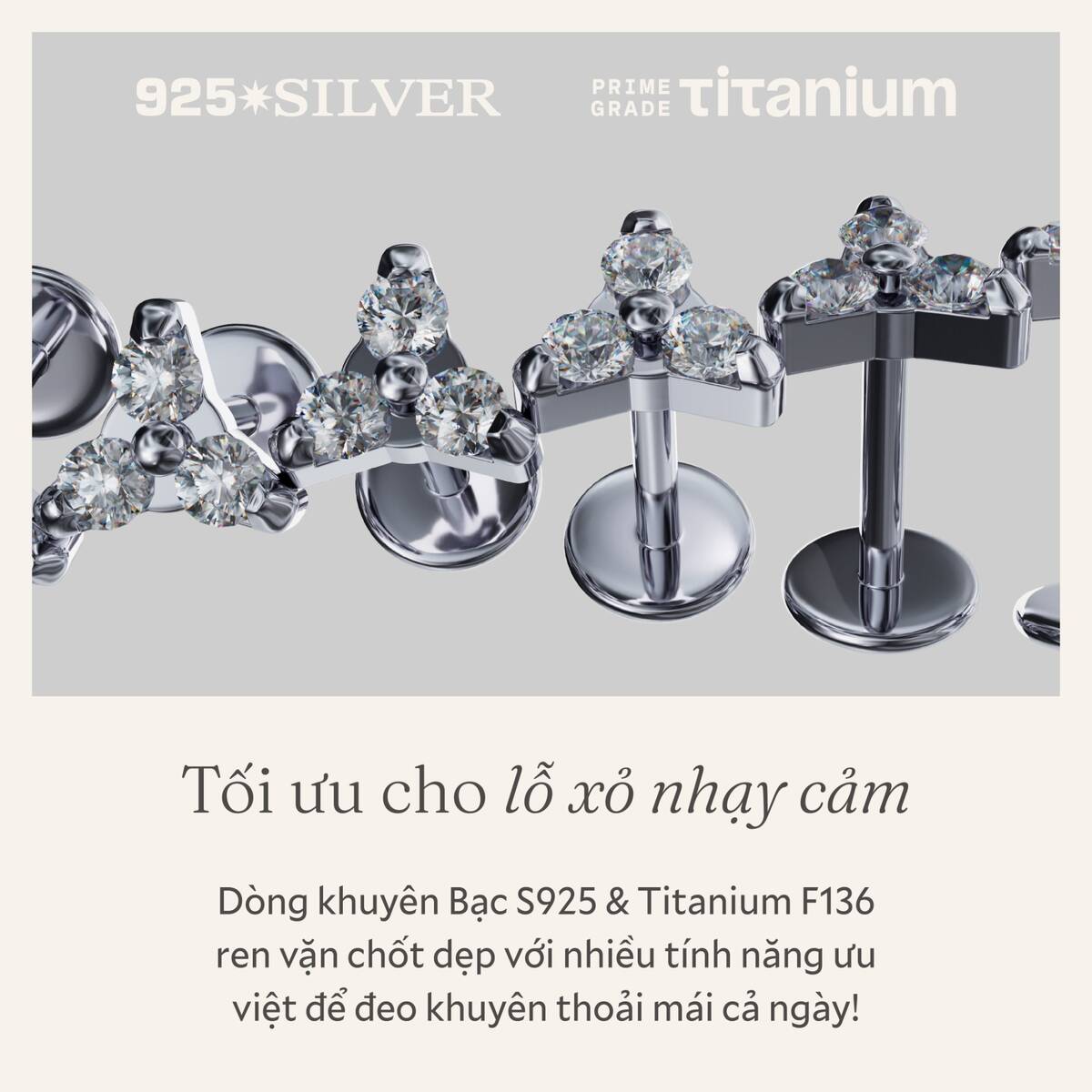 S925 Silver & Titanium F136