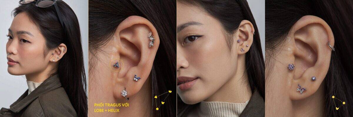 Tragus styling — 4 looks with 2 models