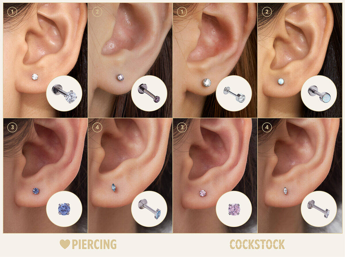 New Piercing starter studs — 8 CZ labret options