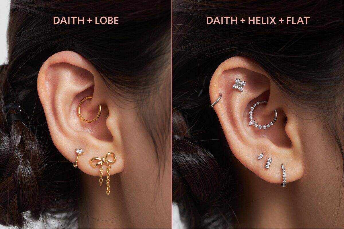 Daith + Lobe and Daith + Helix + Flat pairing
