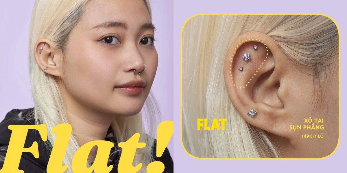 Flat piercing cover — Xỏ tai sụn phẳng 149K