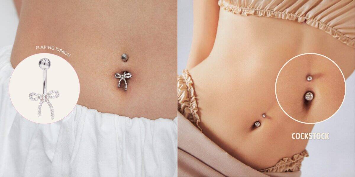 Navel jewelry — Flaring Ribbon + on-body styling