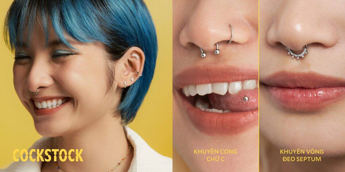 Nose piercing lifestyle — septum C-ring + decorated septum ring